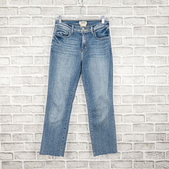 L'AGENCE $285 Sada High-Rise Cropped Slim Denim Jeans Raw hem Size 25 - Picture 5 of 11